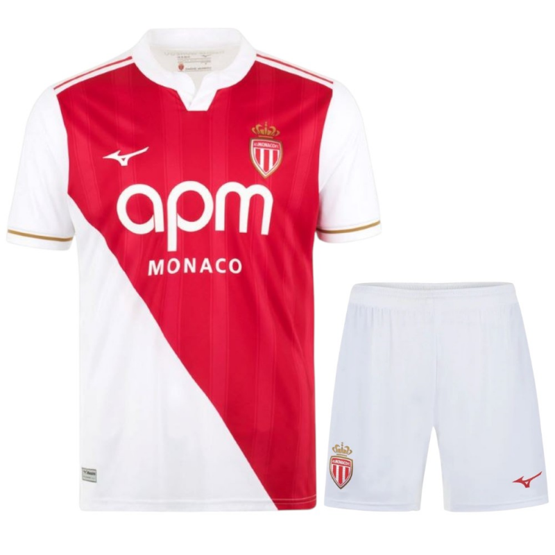 AS Monaco 2025/26 Maglia Casa Bambini – Set Completo con Maglia e Pantaloncini